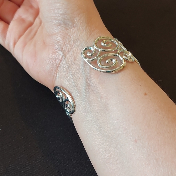 Solid sterling silver scrollwork cuff, small QVC - Picture 5 of 7